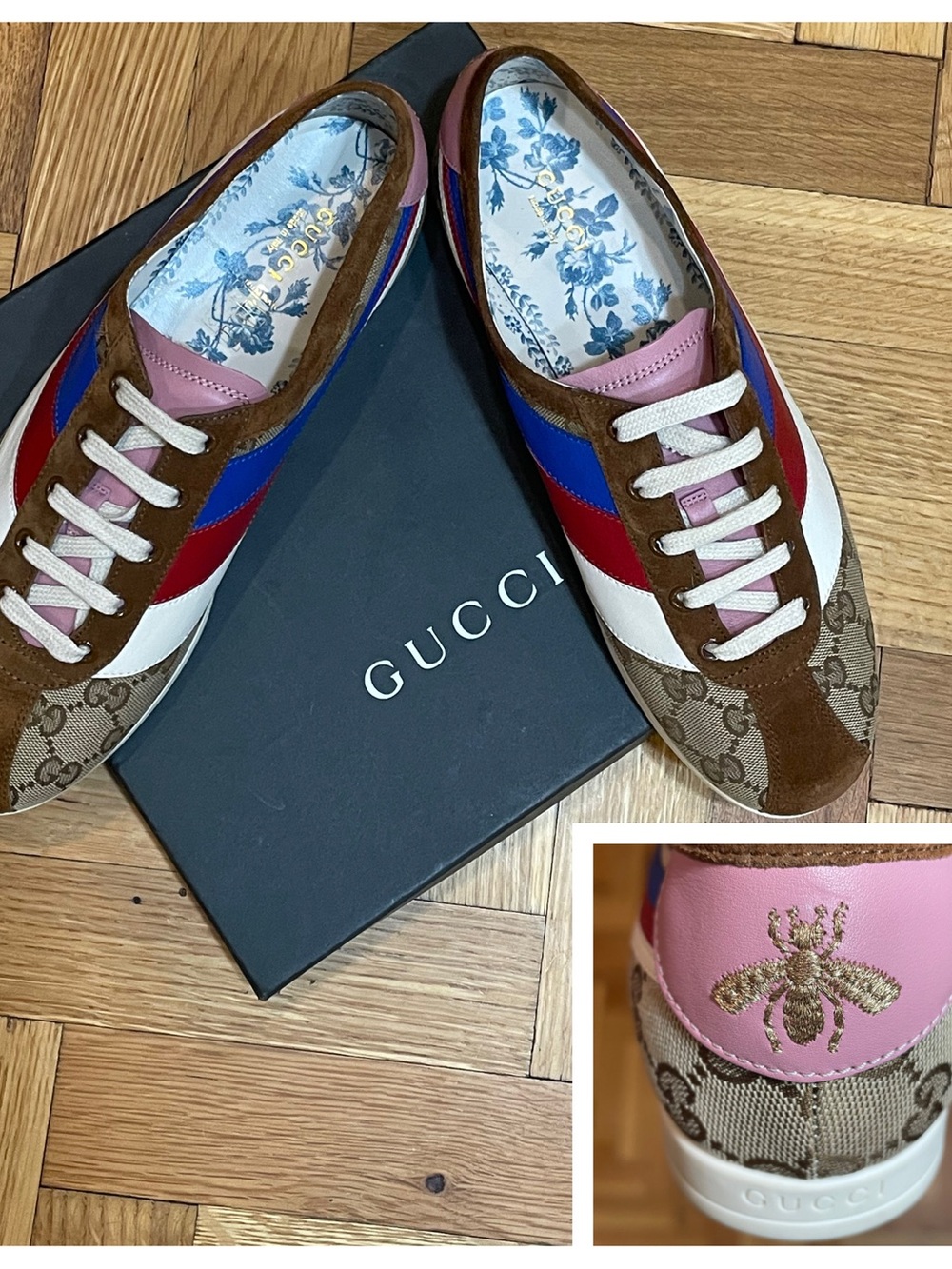 GUCCI Suede GG Supreme Monogram Web Women's Falacer Sneakers